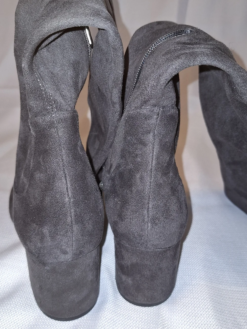 Sam Edelman VINNEY Women's Gray Knee High Riding Boots Almond Toe Lace Zip 11M